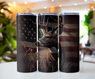 AMERICAN FLAG WITH DEER